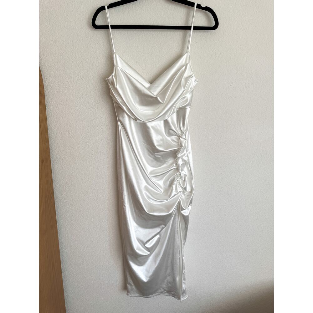 Windsor Kristen Formal Satin Cowl Neck Midi Dress - Picture 3 of 12